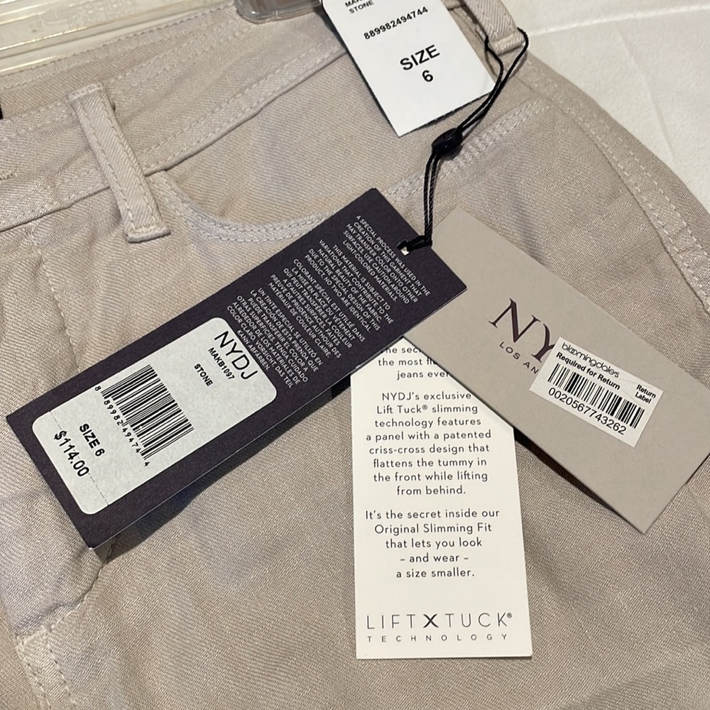 NWT NYDJ Lift X Tuck Lightweight Wide Leg Jeans Pants Size 6
